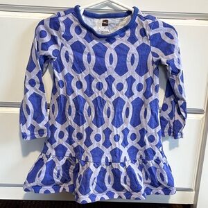 Tea Collection Blue Patterned Long Sleeve Dress